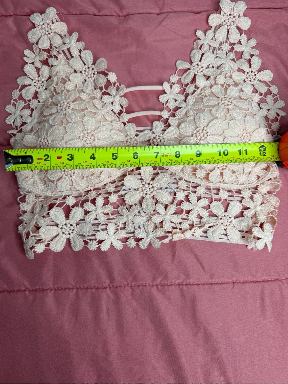 Ivory Floral Lace Longline Bralette Crop Top XS/S